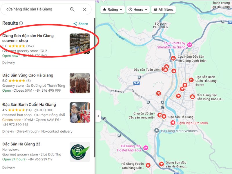 Dự án tối ưu Google Map cửa hàng đặc sản tại Hà Giang mà Blvck Map đã triển khai