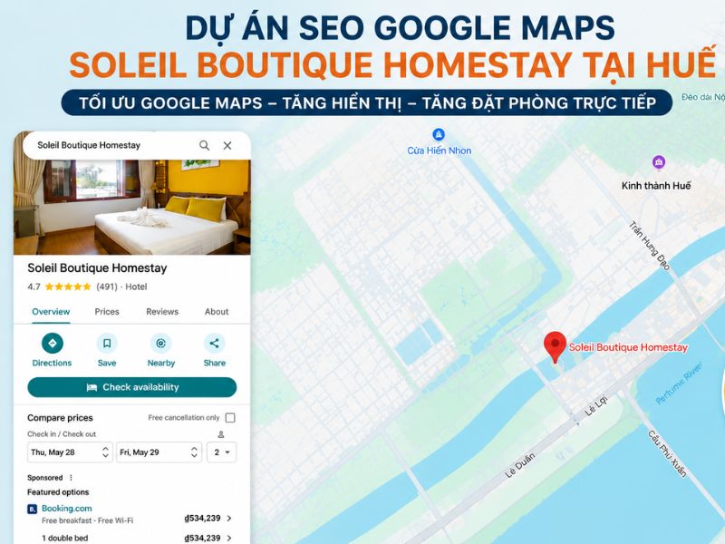 Kết quả dự án triển khai Google Map về Homestay tại Huế của Blvck Map
