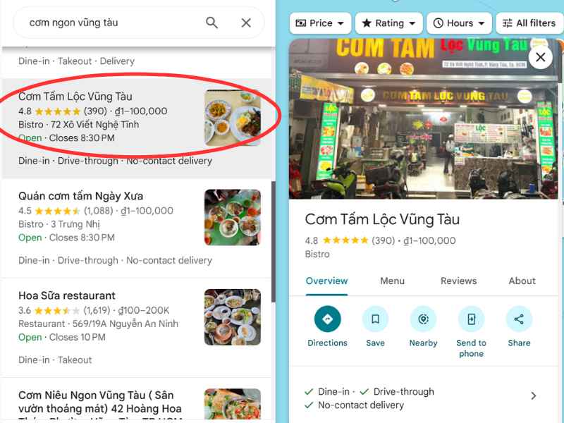 Kết quả dự án Dịch vụ Google Map Vũng Tàu của Blvck Map